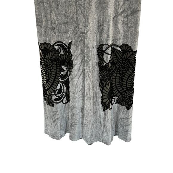 Yigal Azroul Gray Black Dressy Emo Goth Vamp Velvet Sleeveless Dress Size 10 - Picture 7 of 13